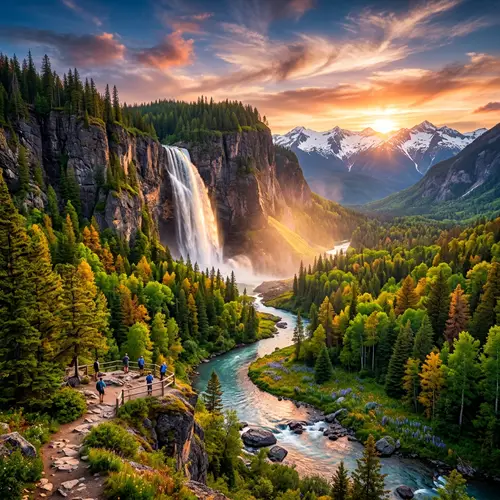 Breathtaking Landscape with Majestic Waterfall