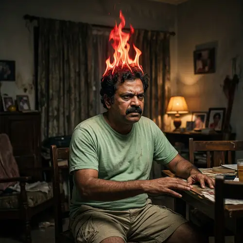 Intense Emotion: Fiery South Asian Man in Dramatic Scene