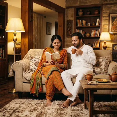 Indian Couples Relaxing Together in Cozy Spaces