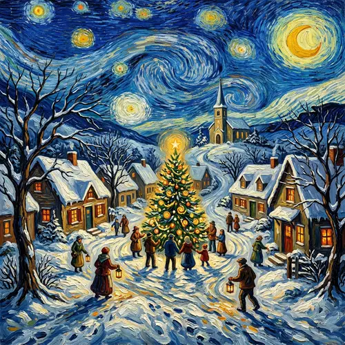 Van Gogh Christmas Scene - A Festive Masterpiece
