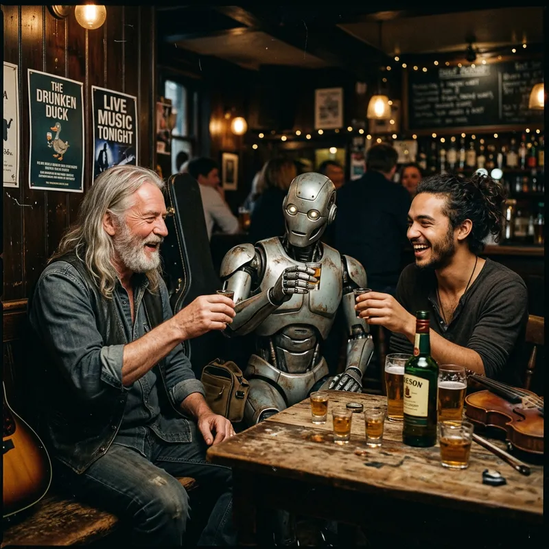 Diverse Acoustic Band, Robot & Gray Haired Gentleman, Bar Break Diverse Acoustic Band, Robot & Gray Haired Gentleman, Bar Break