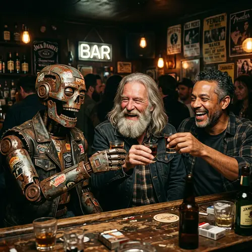 Diverse Three-Piece Acoustic Band Taking a Break | At Dimly Lit Bar