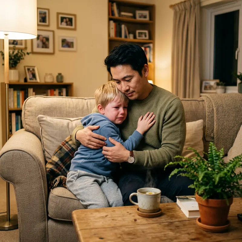 Caring Father Comforting Sad Child