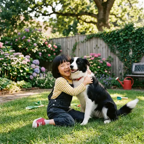 Heartwarming Embrace Between Border Collie and Little Girl | Joyful Moment