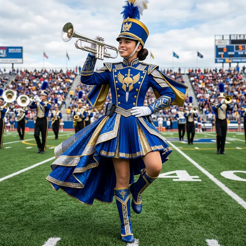 Marching Band Uniform for Girls: Blue Warrior Design