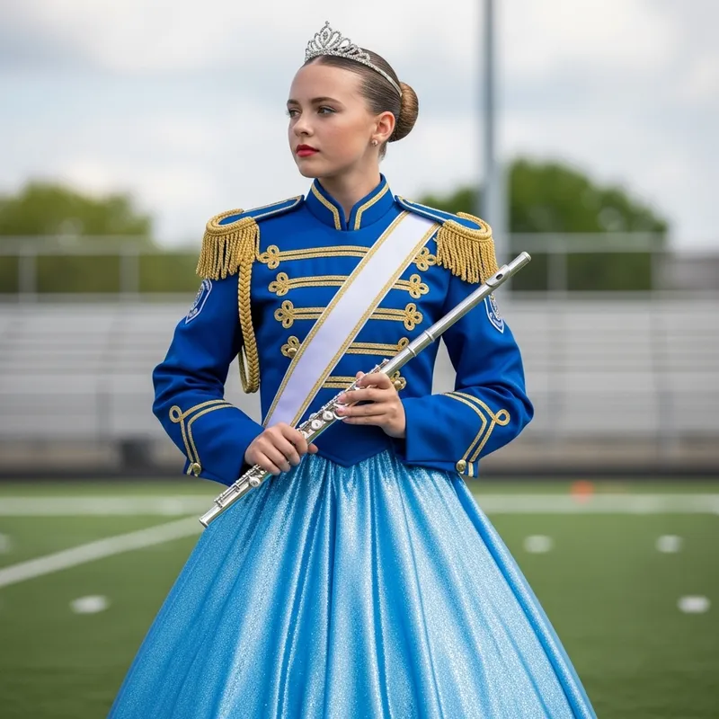 Marching Band Uniform for Girls: Blue Warrior Design Marching Band Uniform for Girls: Blue Warrior Design