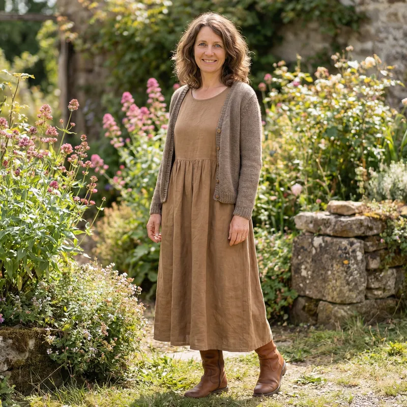Elegant Woman with Blue Eyes and Warm Smile
