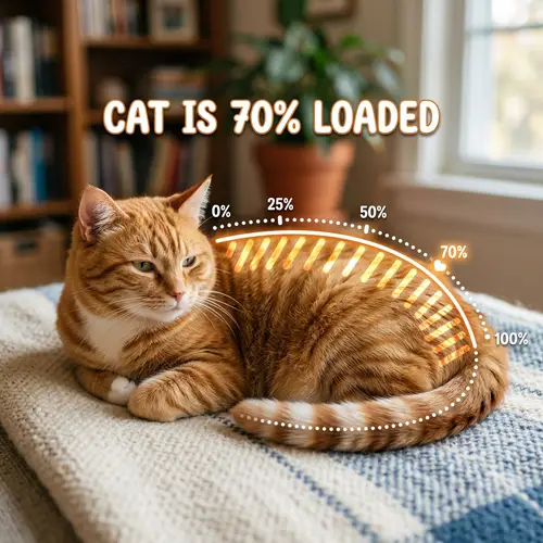 Whimsical Orange Tabby Cat Progress Bar - 70% Loaded