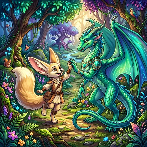 Fennec Fox and Dragon Furry: A Magical Duo