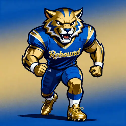 Rebound Football Team Mascot - Gold and Blue Spirit