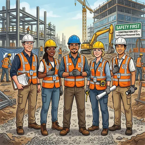 Diverse Safety Team: Drawing of Five Professionals