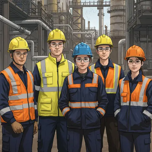 Diverse Safety Team: Drawing of Five Professionals