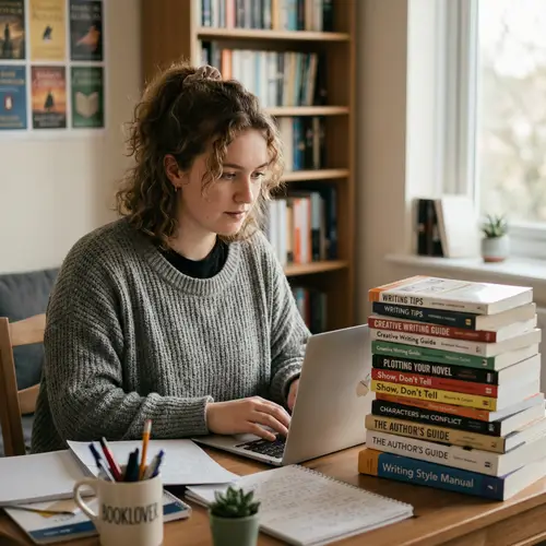 Young Author Crafting Stories on Her Laptop