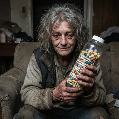 Worn-Out Individual Clutching Dietary Supplements | Health Hope