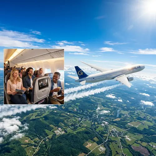 Commercial Airplane Mid-Flight | Radiant Sun | Rural Landscapes