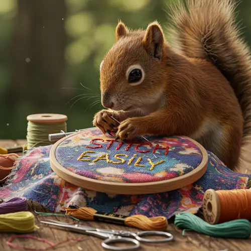 Squirrel Embroidering 'Stitch Easily'