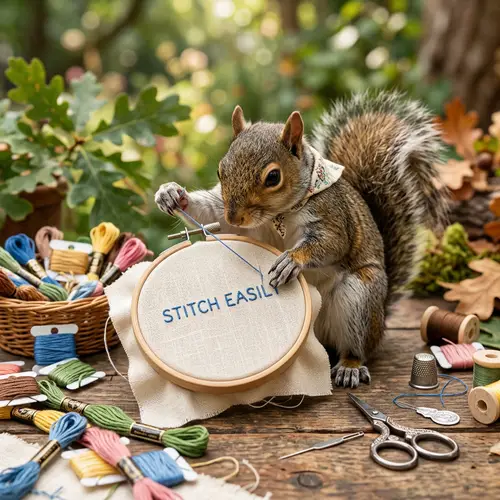Squirrel Embroidering 'Stitch Easily'