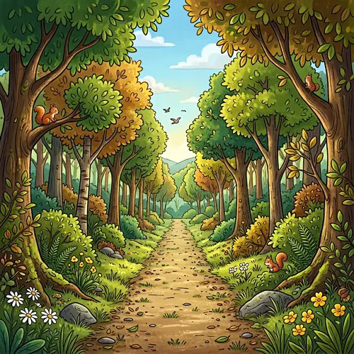 Cartoon Forest Path Illustration