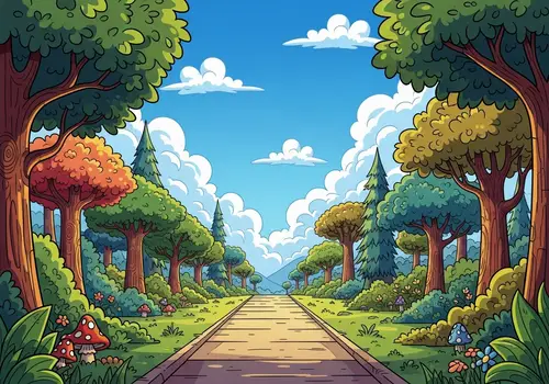 Cartoon Forest Path Illustration