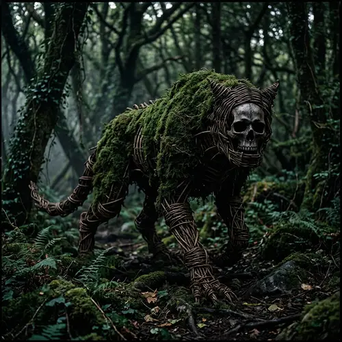 Wicker Creature with Skull Face and Moss Body | Supernatural Beast