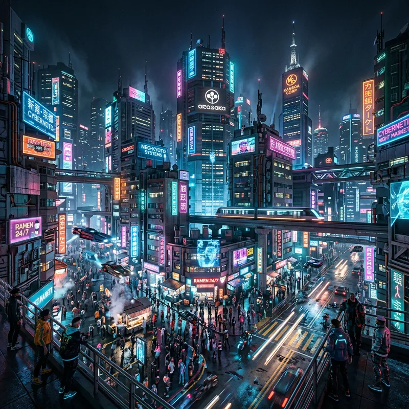 Neon Cyberpunk Metropolis: Skyscrapers, Vibrant Streets & Futuristic Energy