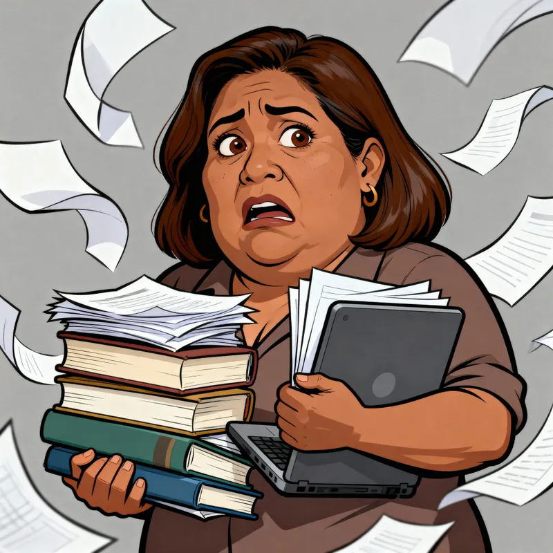 Humorous Caricature Portrait of a Desperate Woman