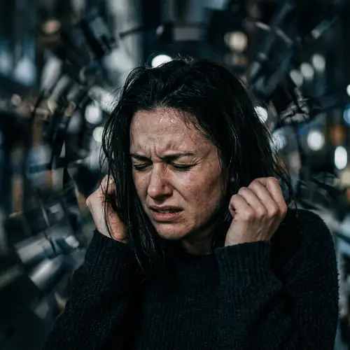 Realistic Human Face Stress Expression | Medium Shot Photo