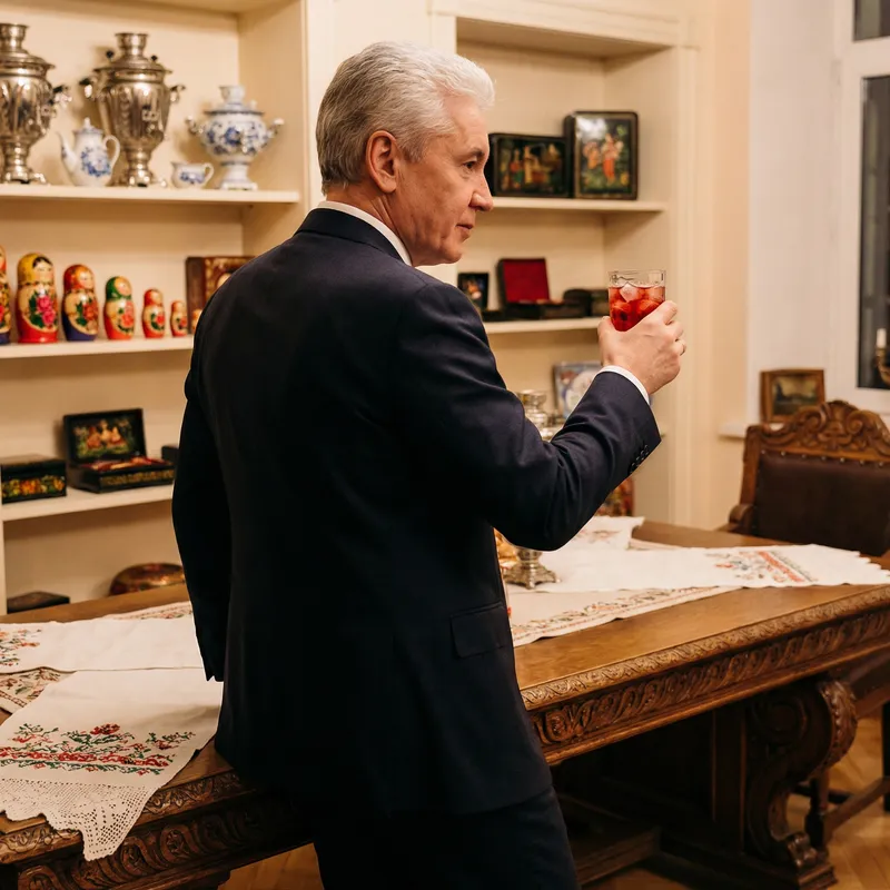 Boris Yeltsin Sipping Vodka Martini