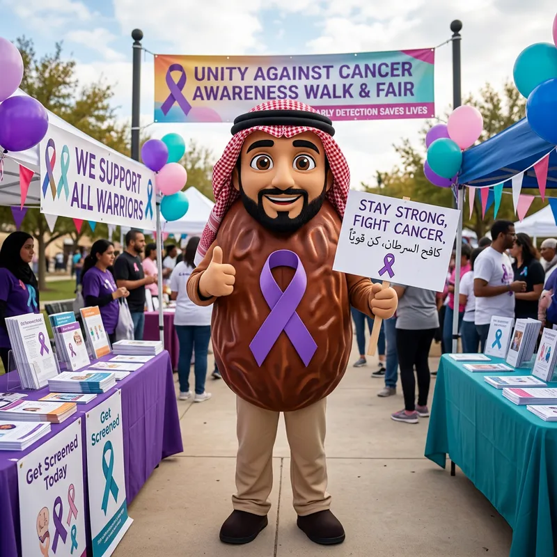 Arabian Dates Mascot Advocating Cancer Awareness in the Middle East