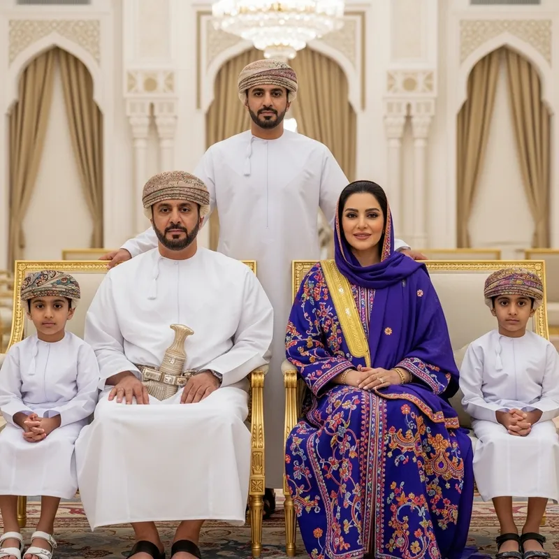 Sultan Haitham bin Tariq & Family in Traditional Omani Attire
