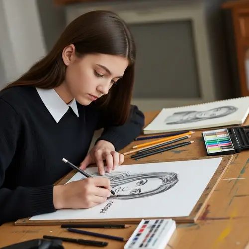 Teen Girl Drawing with Signature Name Nomopa | Artistic Creation
