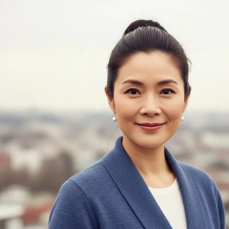 Elegant Asian Woman Portrait in Urban Setting