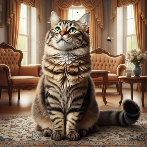 Adorable Fluffy Cat with Light Green Eyes