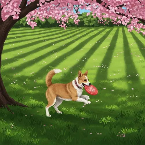 Playful Pooch Enjoying Day in the Park - Dog Catching Frisbee