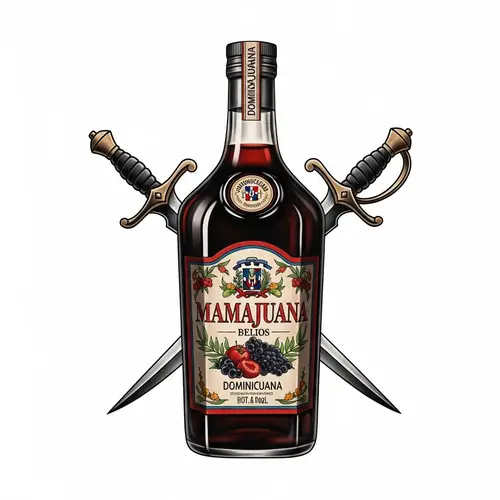 Dominican Mamajuana Tattoo Design with Three Swords