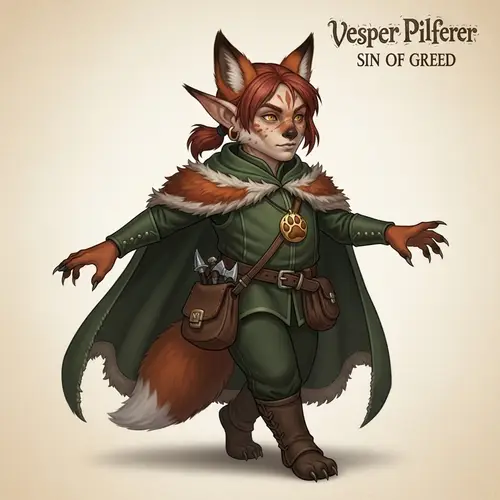 Vesper Pilferer: Halfling Rogue of Greed | D&D Character Art