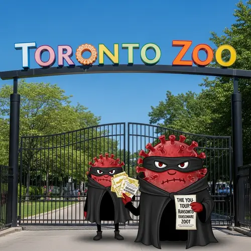 Toronto Zoo Sign: Ransomware Message by Computer Virus