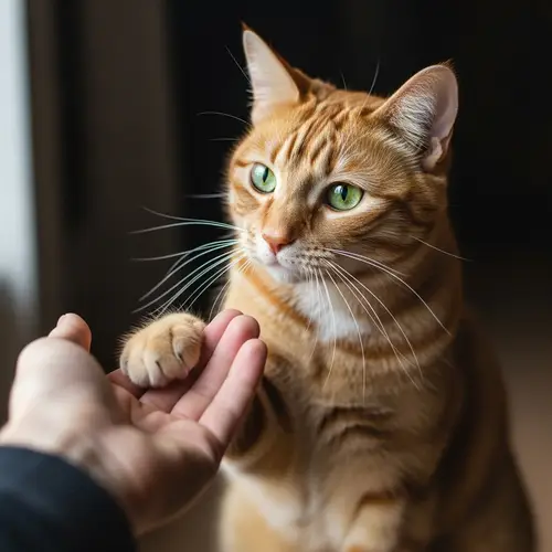 Heartwarming Orange Tabby Cat Holding Hand