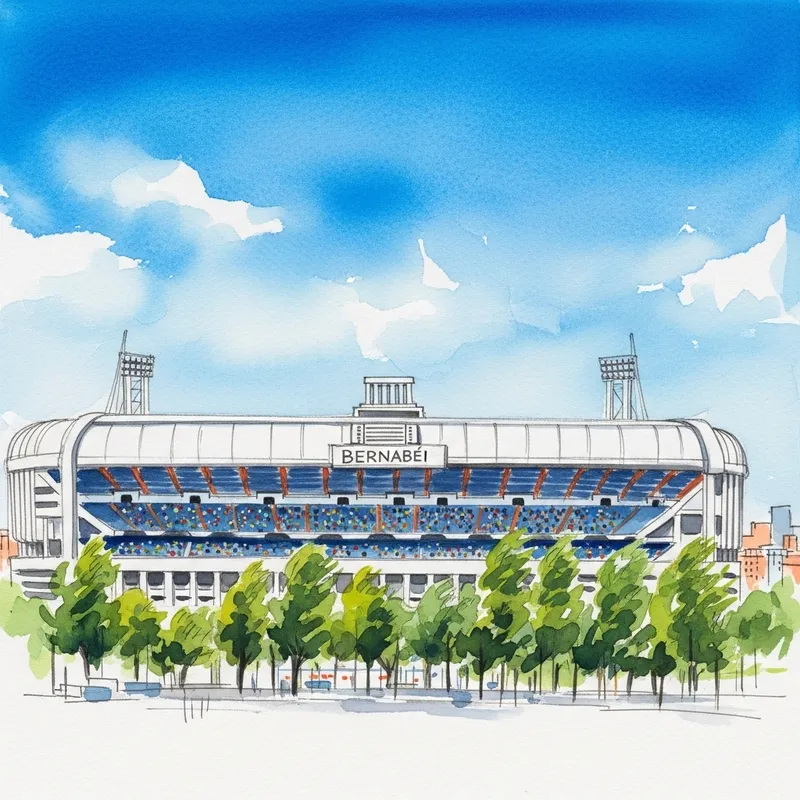Santiago Bernabeu Stadium Watercolor Art