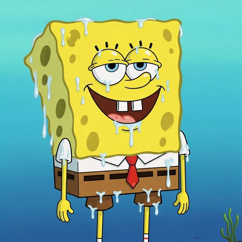 Melting Spongebob Character Art - Fun Underwater Scene