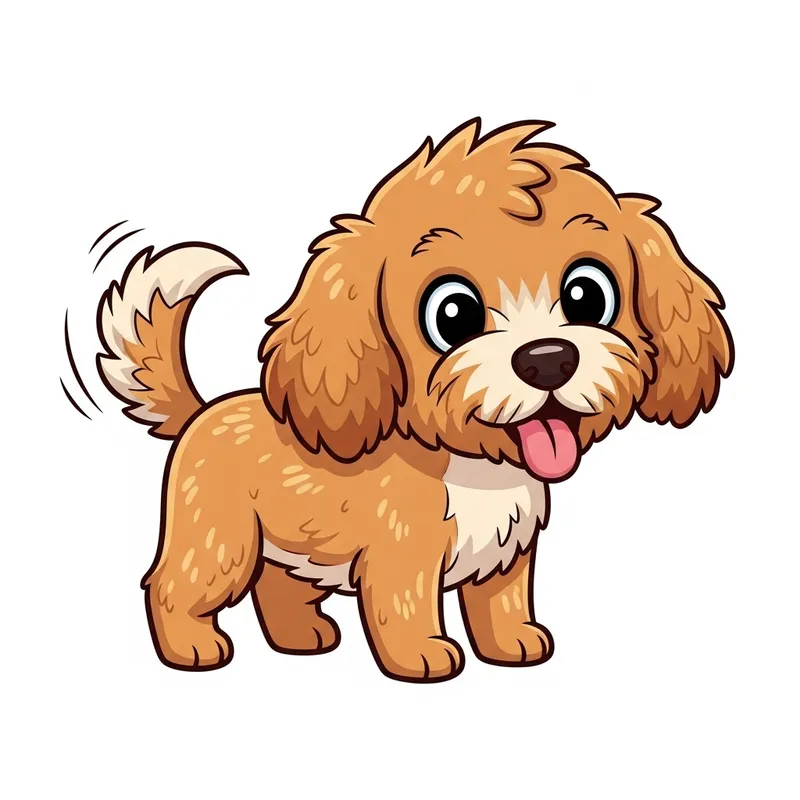 Adorable Mini Golden Doodle Cartoon PNG