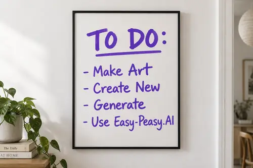 Minimalist Framed Poster with Handwritten Typography