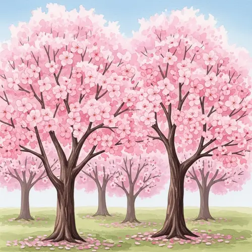 Tranquil Japanese Cherry Blossoms | Watercolor Art