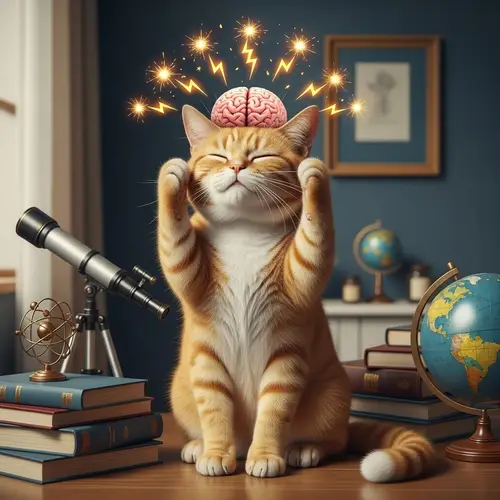Orange Cat Charging Brain Cells: A Delightful Scene of Feline Intellect
