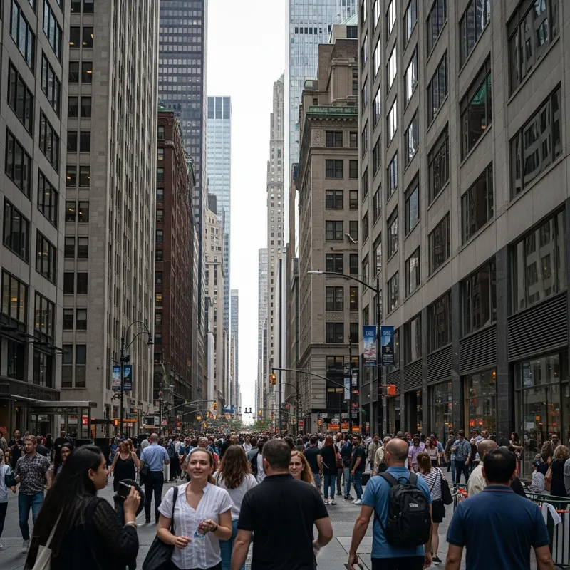 Diverse Urban Scene: Multicultural Crowd in Vibrant City