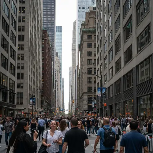 Urban Diversity: Vibrant City Life with Multicultural Crowd