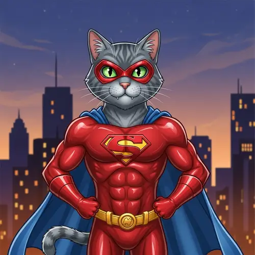 Valiant Cat Superhero | Heroic Feline in Red Costume