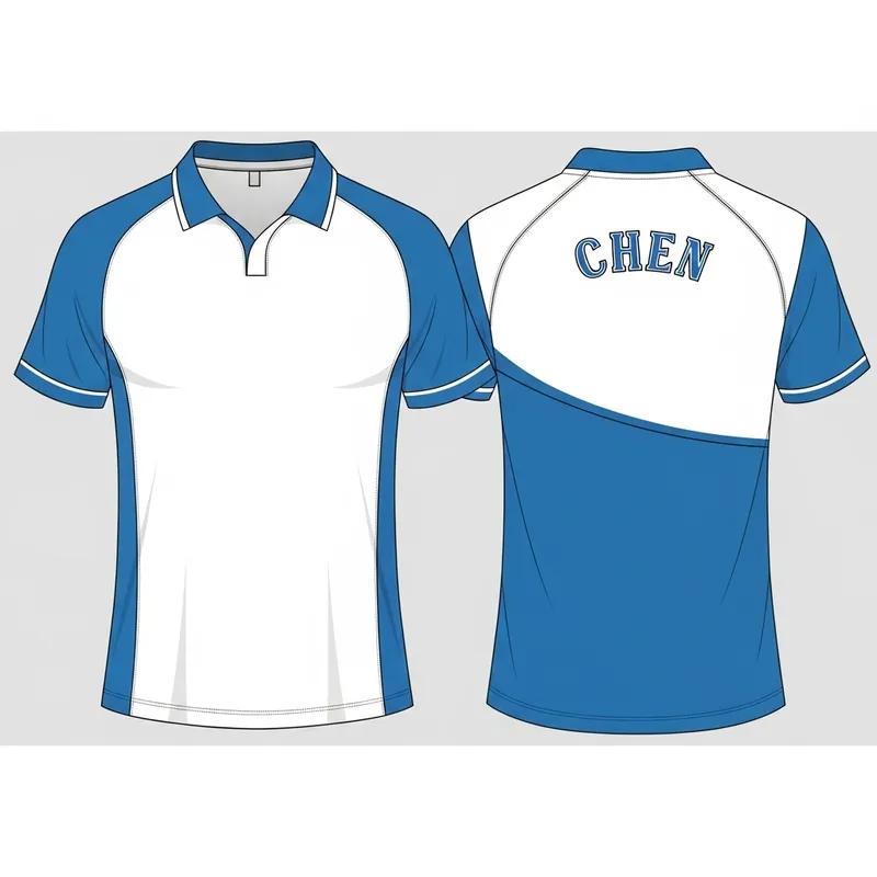 White & Blue Table Tennis Jersey Design with Custom Surname