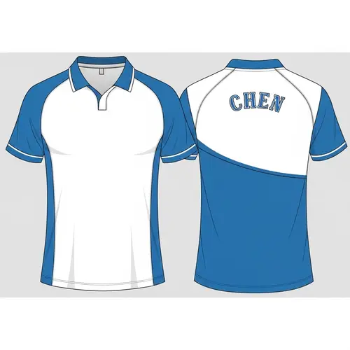 Modest White & Blue Table Tennis Jersey Design with Custom Surname
