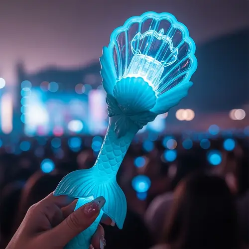 Enchanting Blue Kpop Lightstick with Mystical Mermaid Design